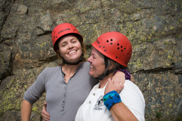 rock climbing, two women, women's empowerment workshop